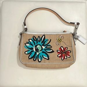 Coach beige straw bee demi handbag. Excellent condition.